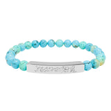 Natural Stone Stretch Bar Bracelet (Engraving)